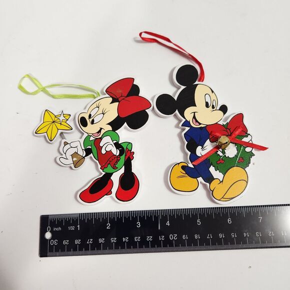 The Walt Disney Company Mickey & Minnie Mouse Vintage Wooden Ornaments SET OF 2 - Picture 8 of 9